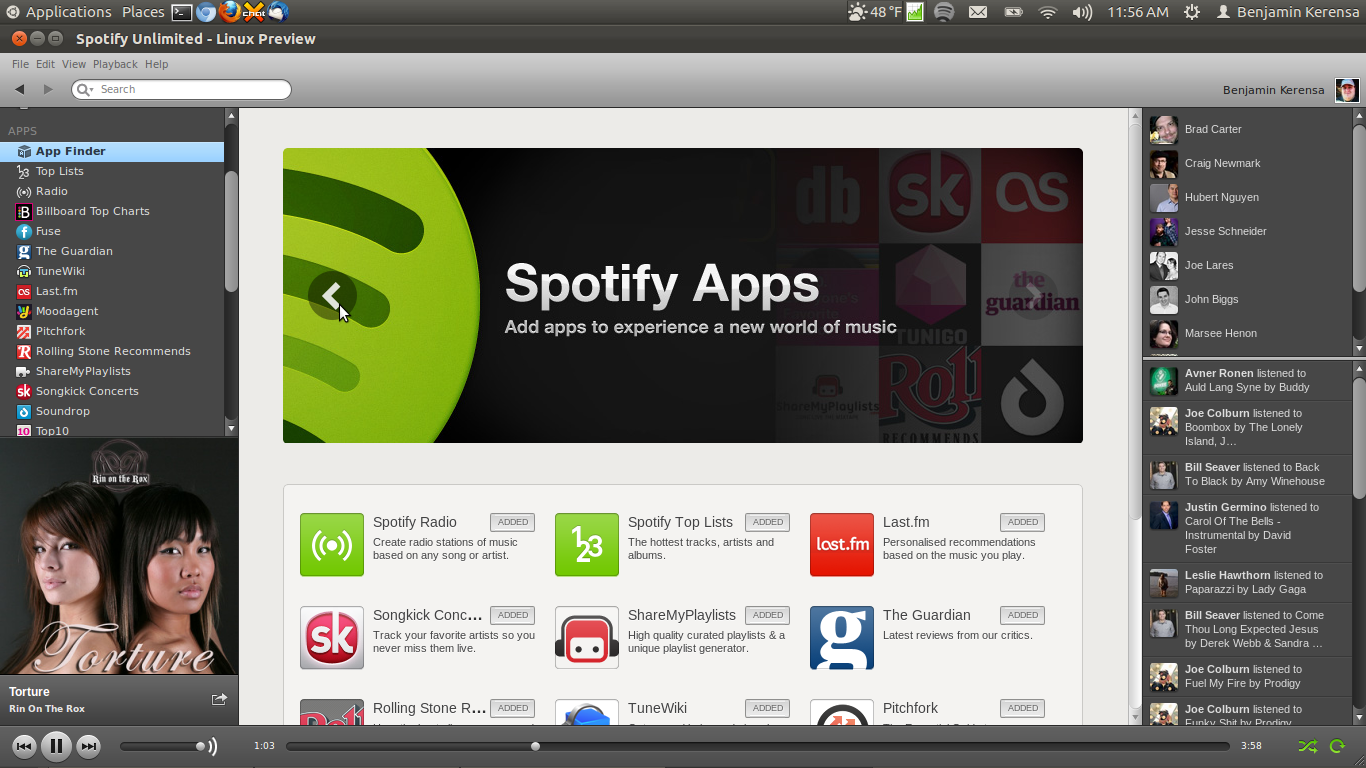 Spotify on Linux Beta with Apps