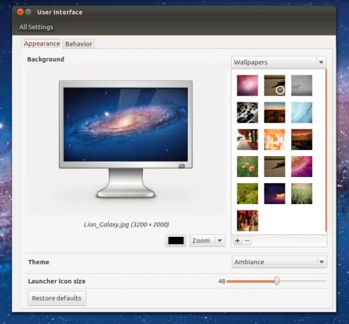 New Unity settings in Ubuntu 12.04