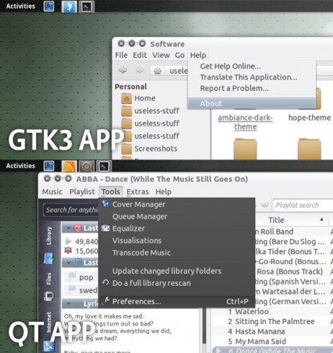 Orta Menu Difference in GTK3 and Qt Apps
