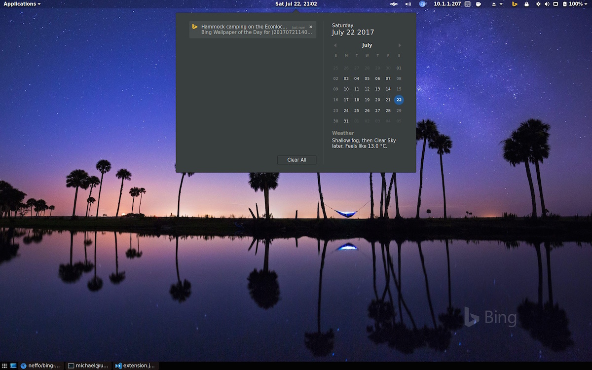 Bing Wallpaper - GNOME Shell Extensions