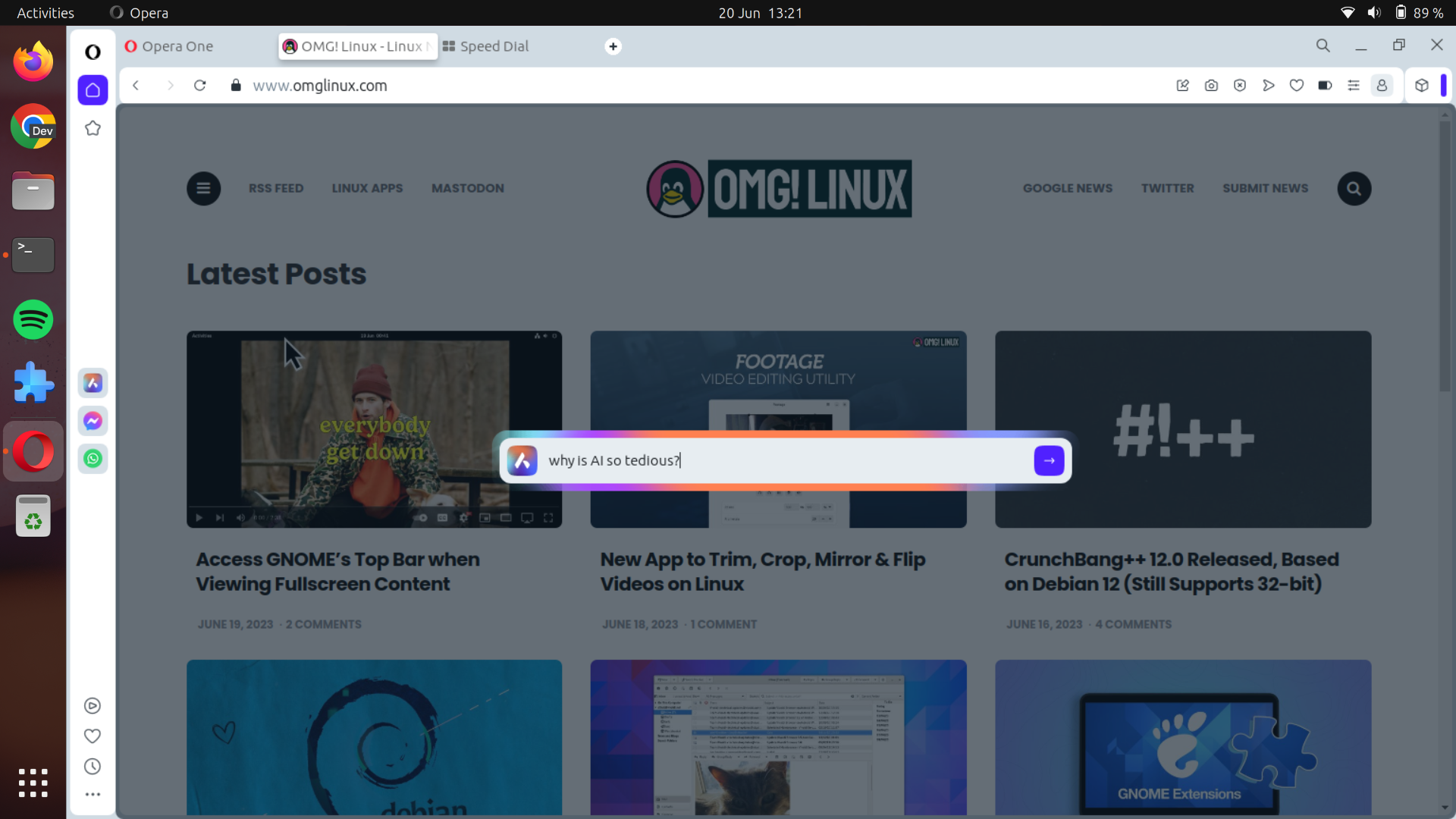 Sidebar for  Music extension - Opera add-ons